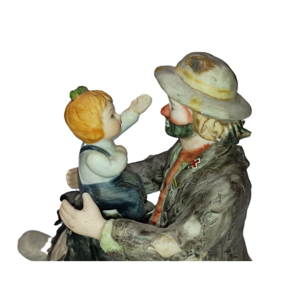 Flambro - Clown with Little Girl Porcelain Figurine,  Signed Emmett Kelly Jr.